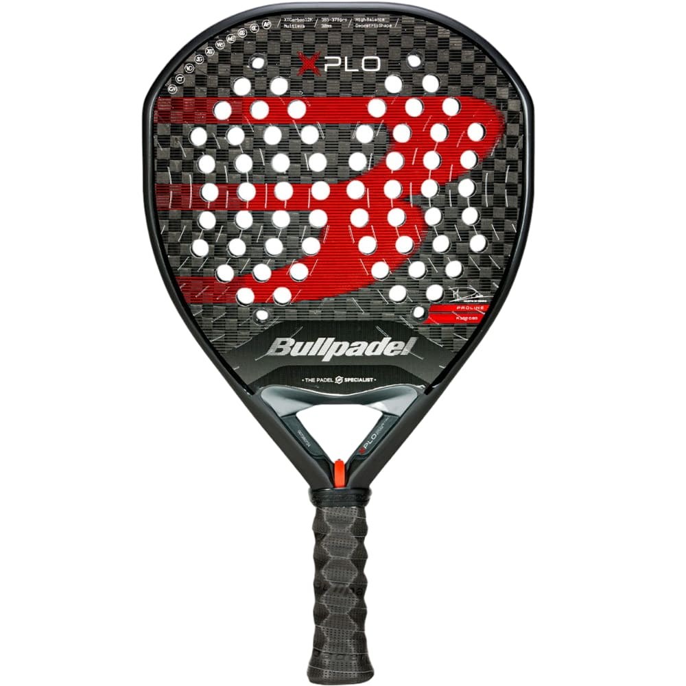 Raquette padel Bullpadel XPLO Carbone 12K 2025, face carbone et logo rouge